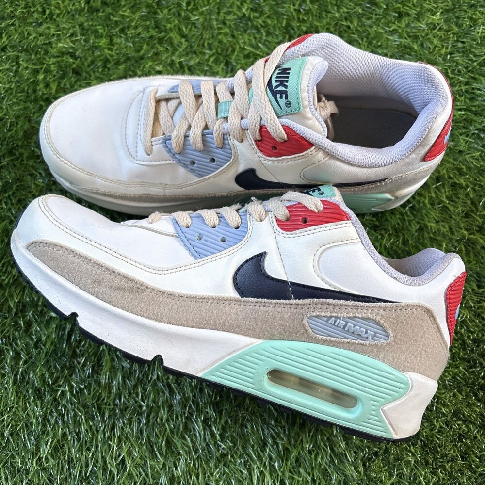 Nike Air Max 90 GS White Multi-Color Sneaker DZ2888-100 Youth Size 6.5Y